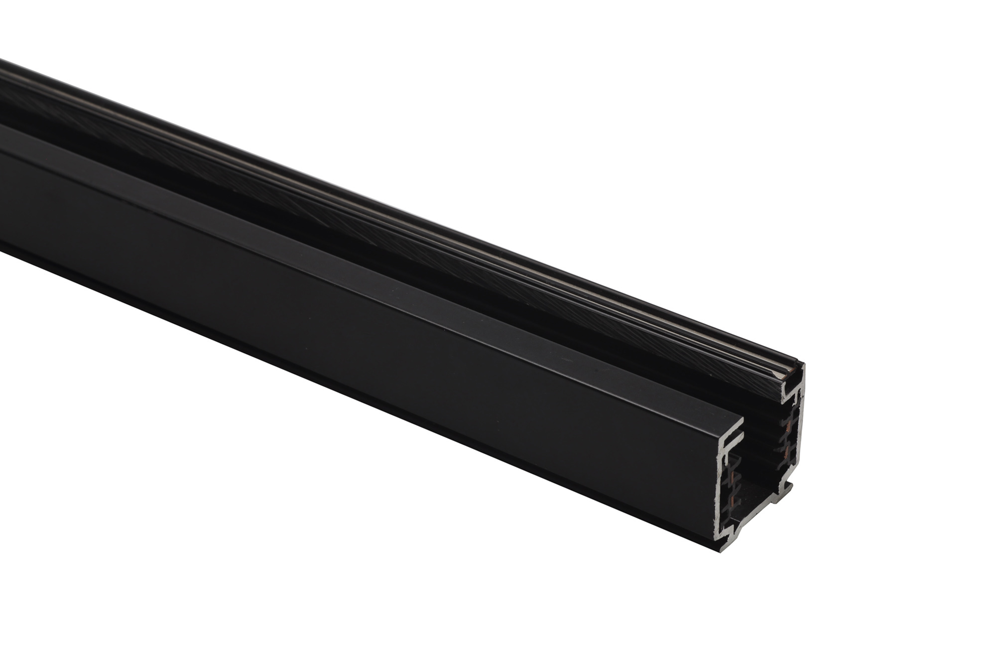 225-202  2m Black Aluminium Surface Mounted Track 36 x 32mm With Data Bus